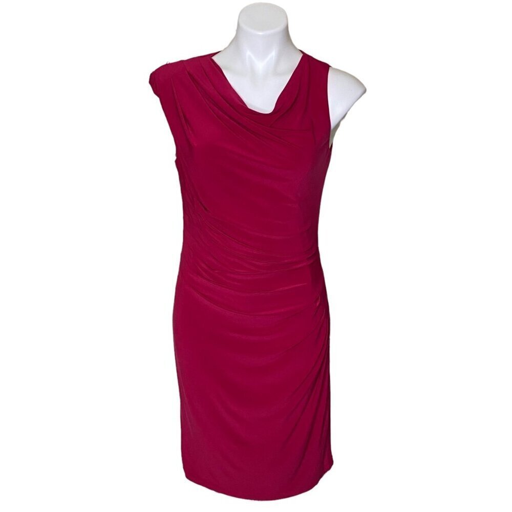 Adrianna Papell Draped Ruched Bodycon Dress, Asymmetrical Sleeve Women's Size 6